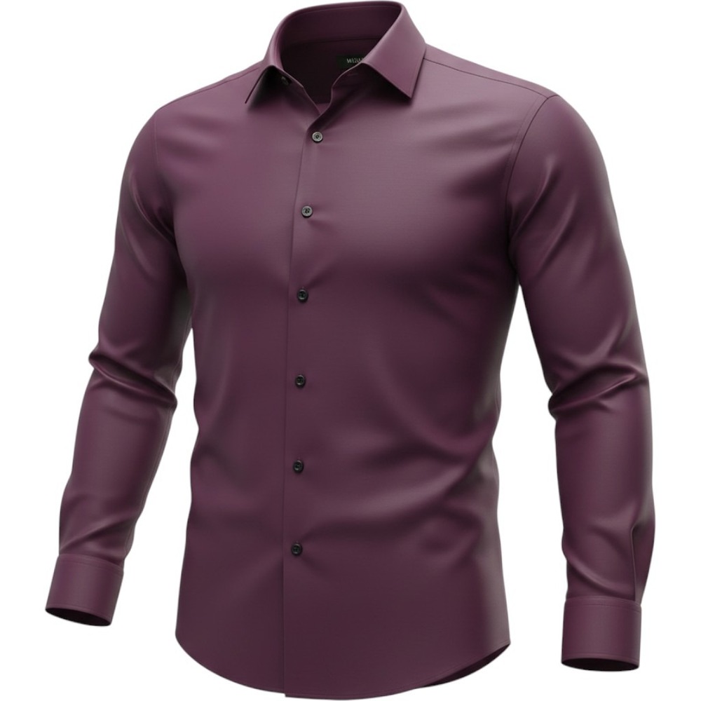 Murano Dress Shirt Mens Large Plum Solid Liquid Luxury Long Sleeve Modern Slim